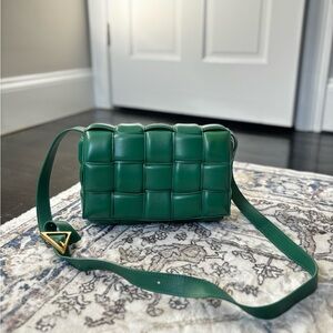 Emerald Green Quilted Crossbody Bag with Adjustable Strap